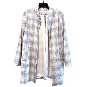 CAROLINA BELLE MONTREAL Womens XL Plaid Blazer Jacket Open Front Lined NWT